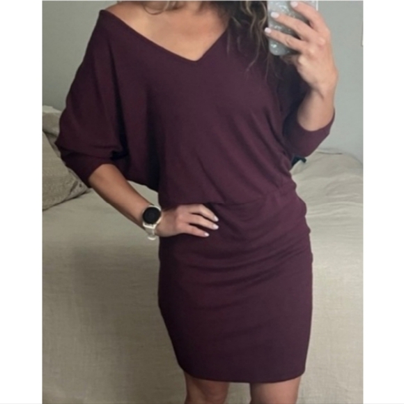🆕️ Michael Stars V-Neck Dress. Relaxed Top & Fitted Bottom. NWT - Picture 1 of 10